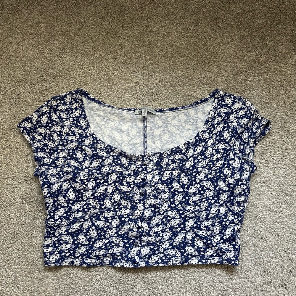 Floral Blue Women's CroppedTop